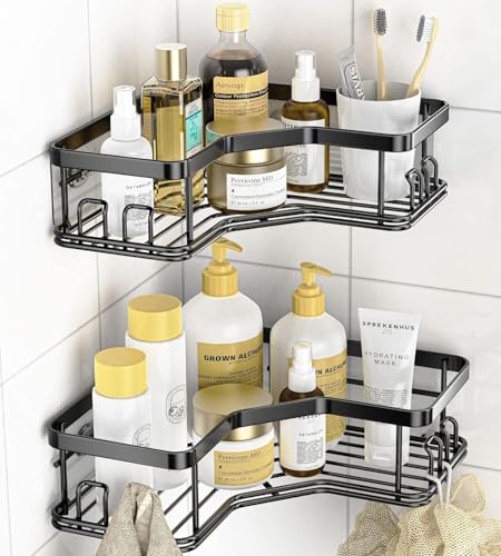 Image of Dangfly Wall-Mounted Stainless Steel Shelf with Towel Holder & Hooks - Chrome Finish Bathroom Organizer for Home & Hotel Use (2 Pcs Combo).