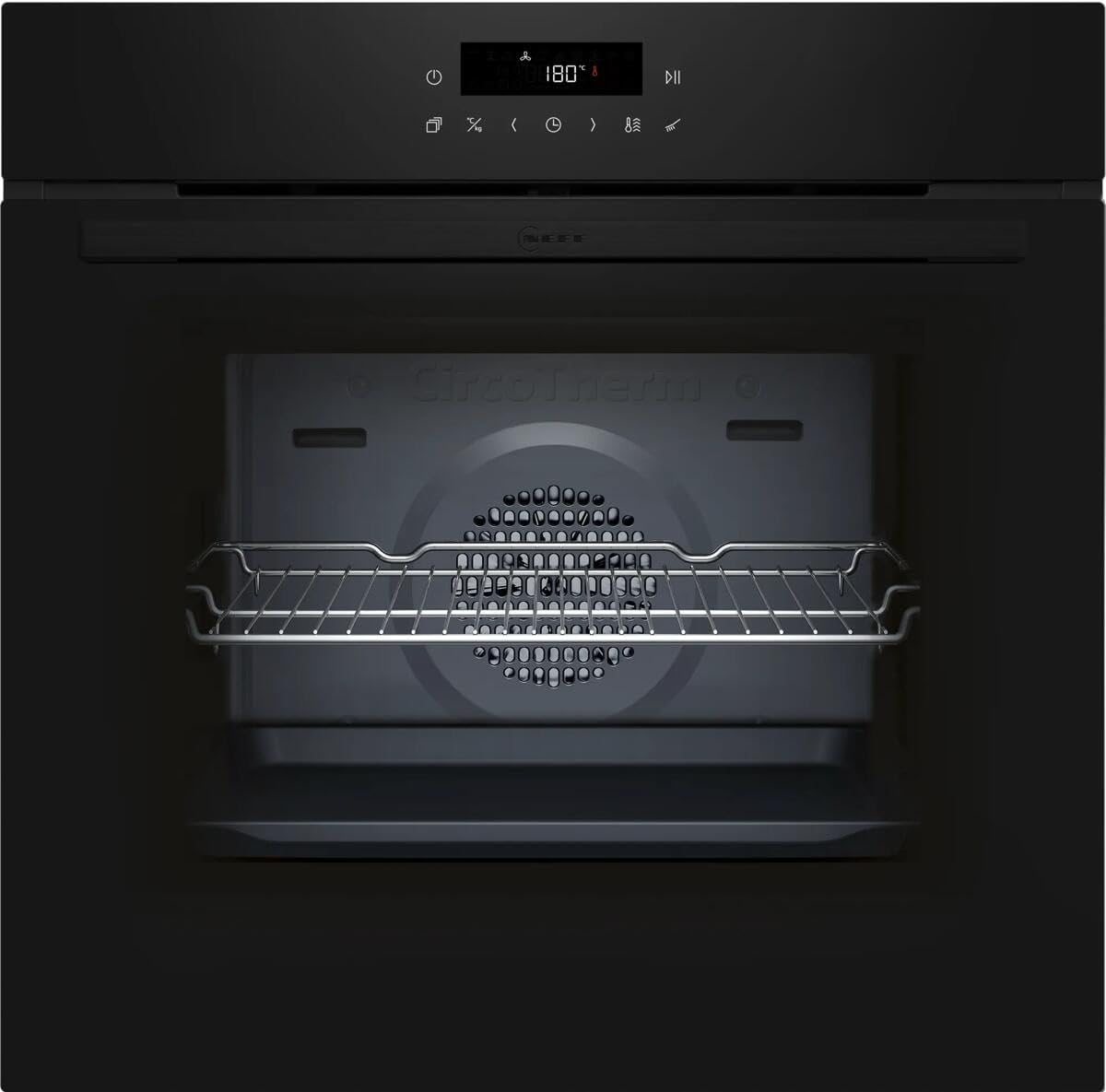 NEFF B2CCJ7AK3, N30, forno, controllo touch LED, aria calda 3D, CircoTherm, Air Fry e Air Fry, teglia automatica, pirolisi e Easy Clean, sicurezza per bambini, 60 x 60 cm, nero