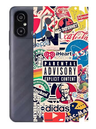 Image of AtOdds - Compatible for REDMI 12C Mobile Back Skin Sticker - Lamination - Rear Screen Guard Protector Film Wrap (Coverage - Back+Camera+Sides) (Design - Explicit Graffiti)