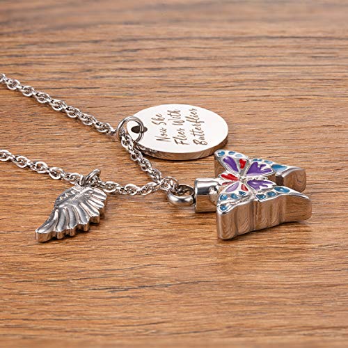 Now She Flies with Butterfly Urn Necklace for ashes Cremation Jewelry Cremation Necklace Jewelry for Ashes4