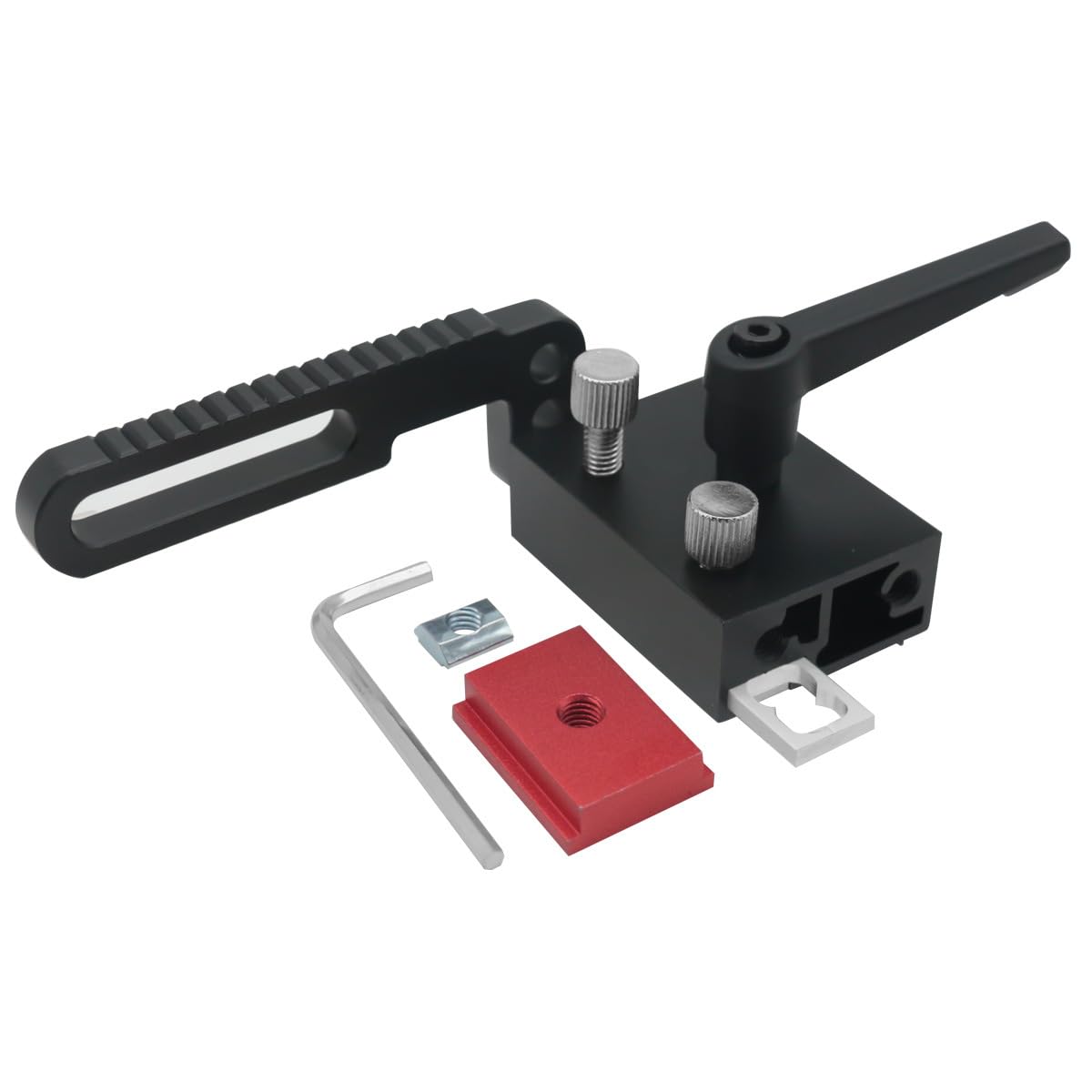 T-Schienen-Anschlag aus Aluminiumlegierung, Typ 75, Gehrungsschienen-Anschlag, T-Nut T-Schienen, fester Holzbearbeitungs-Positionierer, für Holzbearbeitung DIY-Werkzeuge (Schwarz)