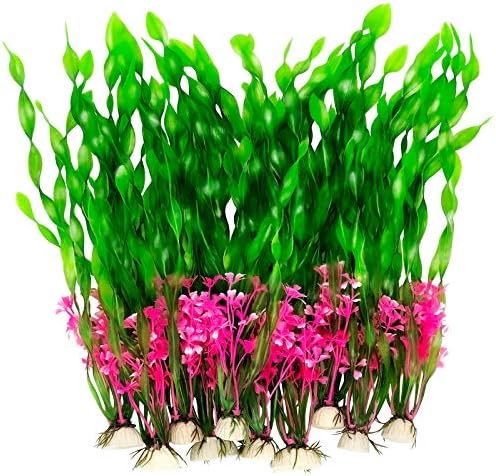 10PCS Artificial Fish Tank Plants, Fish Bowl Decorations, Aquarium Plants Plastic, Fish Tank Decorations Suitable for Home and Office Fish Tank Accessories