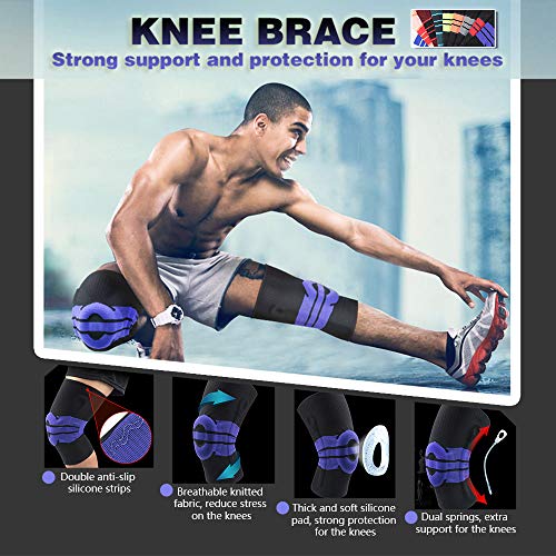 KKmoon 2 peças homens mulheres joelheiras joelheiras de compressão de apoio articular corrida caminh