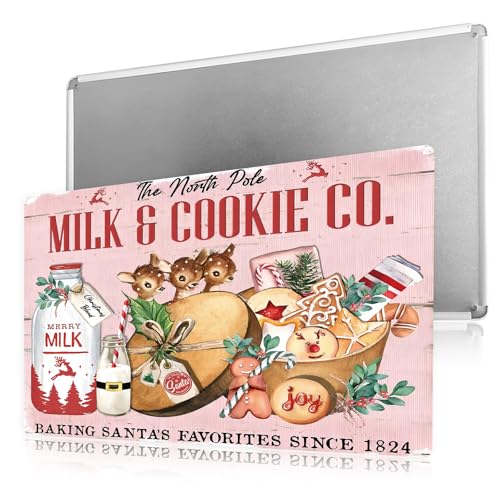 Vintage Kitchen Christmas Decor Retro Christmas Bakery Decor Rustic Milk&Cocoa Metal Sign For Kitchen Home Cafe 8×12 Tin Sign