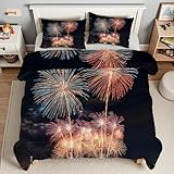 Bettdecke 135x200 Stadt Steppdecke 135x200 Feuerwerk 4 Jahreszeiten Bettdecken mit 2 Kissenbezug,...