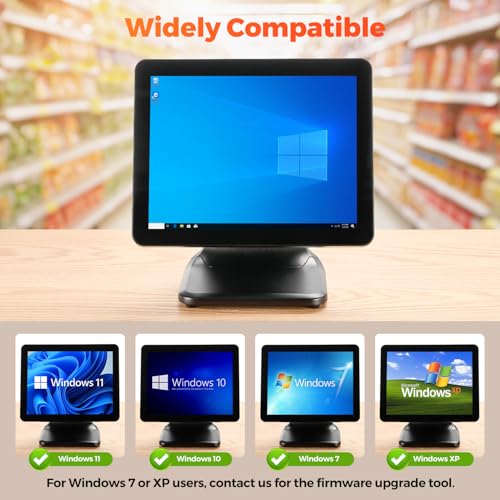 Image of MUNBYN 15-inch POS Touch Screen Monitor, True Flat Seamless POS Monitor, Heavy-Duty Metal Stand, HDMI /VGA Capacitive Screen Display for Retail Restaurant, Bar, No Driver Required, 2Y Protection