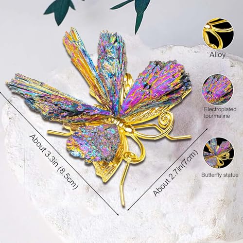 Estatua Mariposa Electrochapada de Turmalina Azul Natural miniatura 2