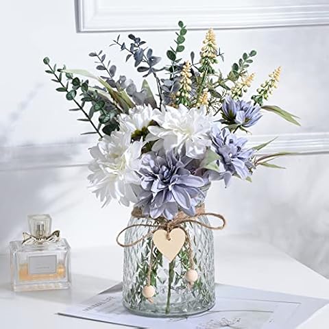 COZZI CODI Artificial Blue Flowers with Vase Cover