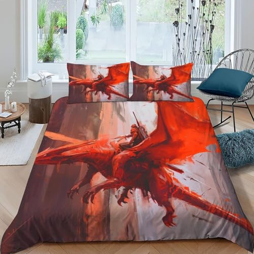 Parure de couette red dragon en tissu microfibre ultra doux - 3