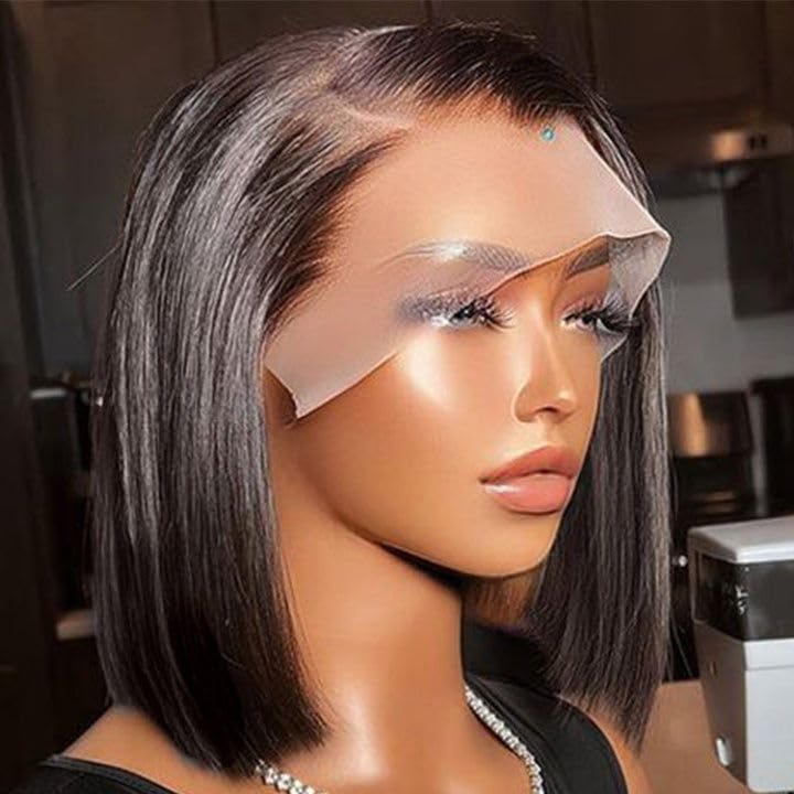 TOOCCI 10a Short Bob Human Hair Wig for Women,Straight Lace Front Wigs Human Hair,Brazilian Real Hair Lace Frontal Glueless Wig (AK13x4 lace front Bob wig human hair - Image 4