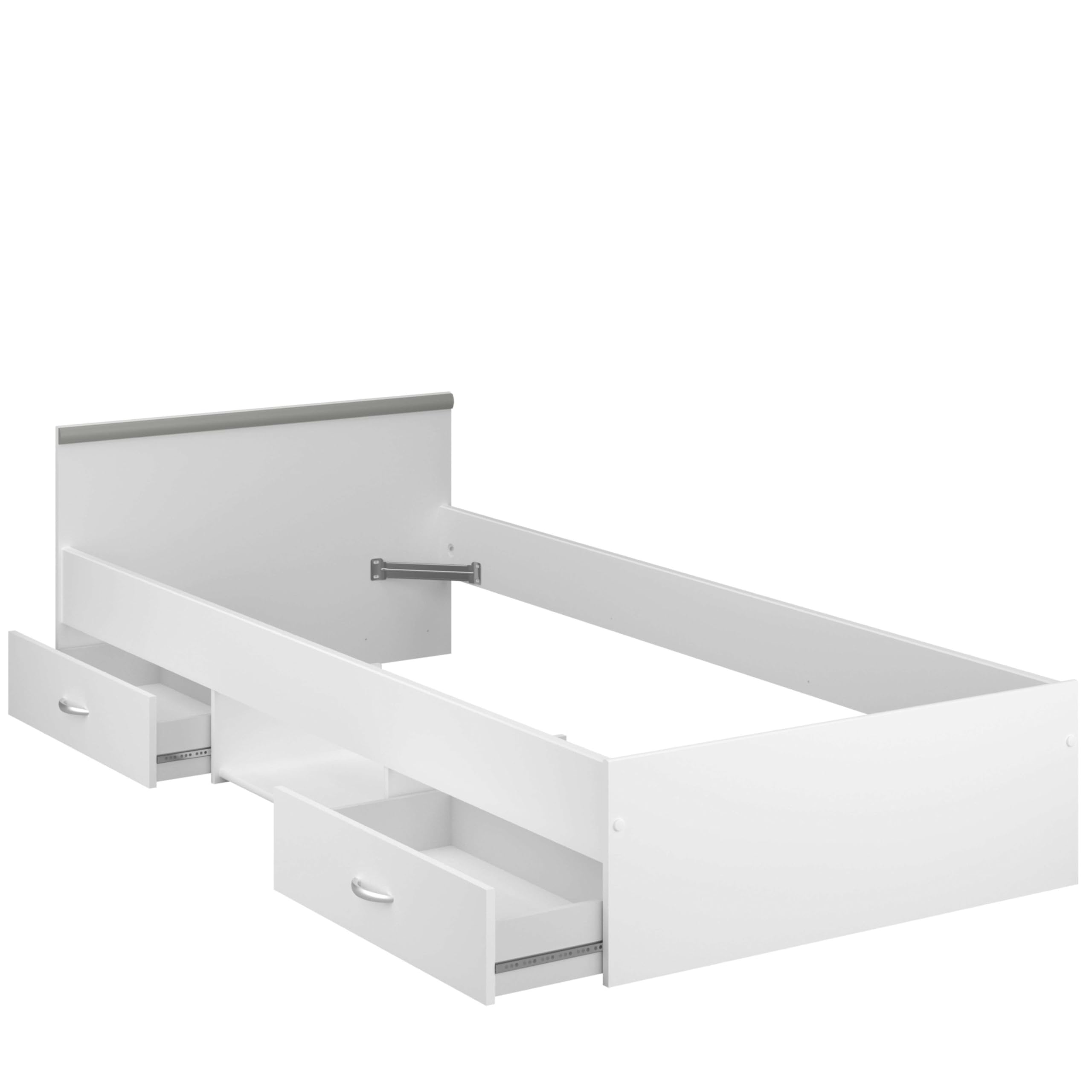 Miroytengo Cama Juvenil Village 2 Cajones 1 Hueco Blanco y Gris Dormitorio habitación Infantil 90x200 cm
