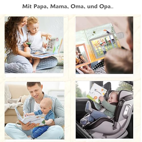 Petinard Label Fotoalbum Baby Fotobuch aus Bio-Baumwolle I mit Beißring und Anhänger als Erinnerungsbuch I Kinder Baby ab 0 Monaten I Geschenke zur Geburt und zur Eingewöhnung für Jungen & Mädchen