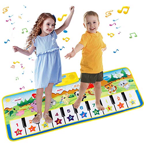 Vegena Tapis Musical Bébé Piano, Tapis de Piano, Tapis de Jeu Musical Instrument Touch Jeu Clavier pour Enfants Cadeau 100x36cm
