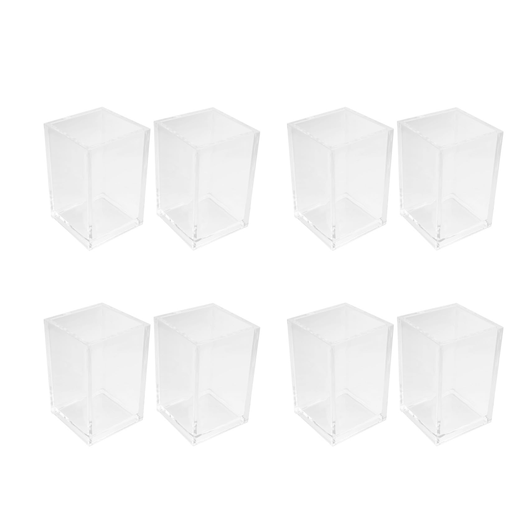 Jnchdghwa Acrylic Pen Holder 8 Pack,Clear Desktop Pencil Cup Stationery Organizer for Desk Accessory