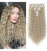 FLUFYMOOZ 9PCS Clip in Hair Extensions 22 Inch Curly Hair Extension Long Soft Synthetic Hairpiece...