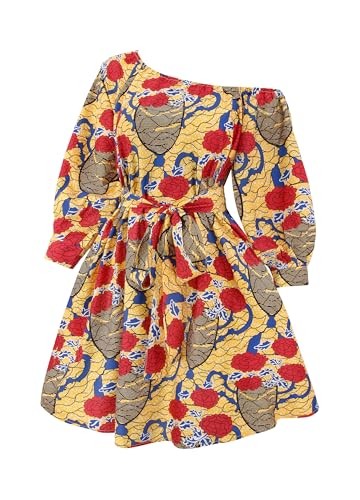 Image of Women Boho African Floral Print Pleated Short Midi Dress Multi-Way Dress for Casual Rave Club Party
