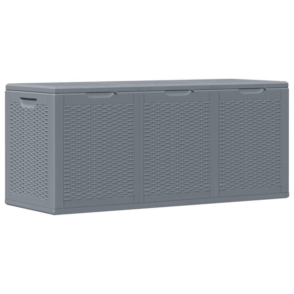JHQHSM Grey PP Rattan Garden Storage Box 270L, Outdoor Storage Chest for Cushions and Pillows, Lightweight and Durable Patio Organizer with Recessed Grips