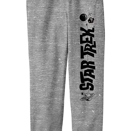 Bioworld Star Trek Logo with Planets Asteroid & Stars Boy's Athletic Heather Jogger Pants2