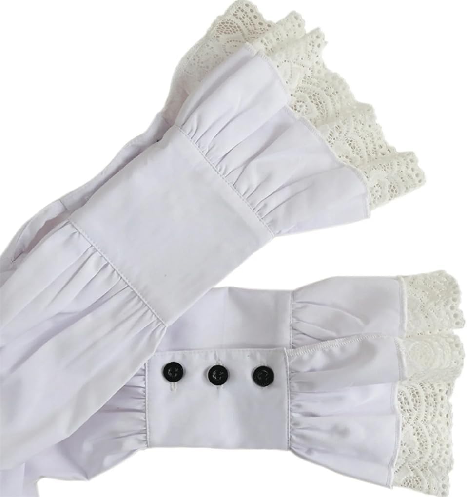 Men Stand Collar Shirt Steampunk Gothic Ruffled Halloween Cosplay Costume Clothing Chemise Tops