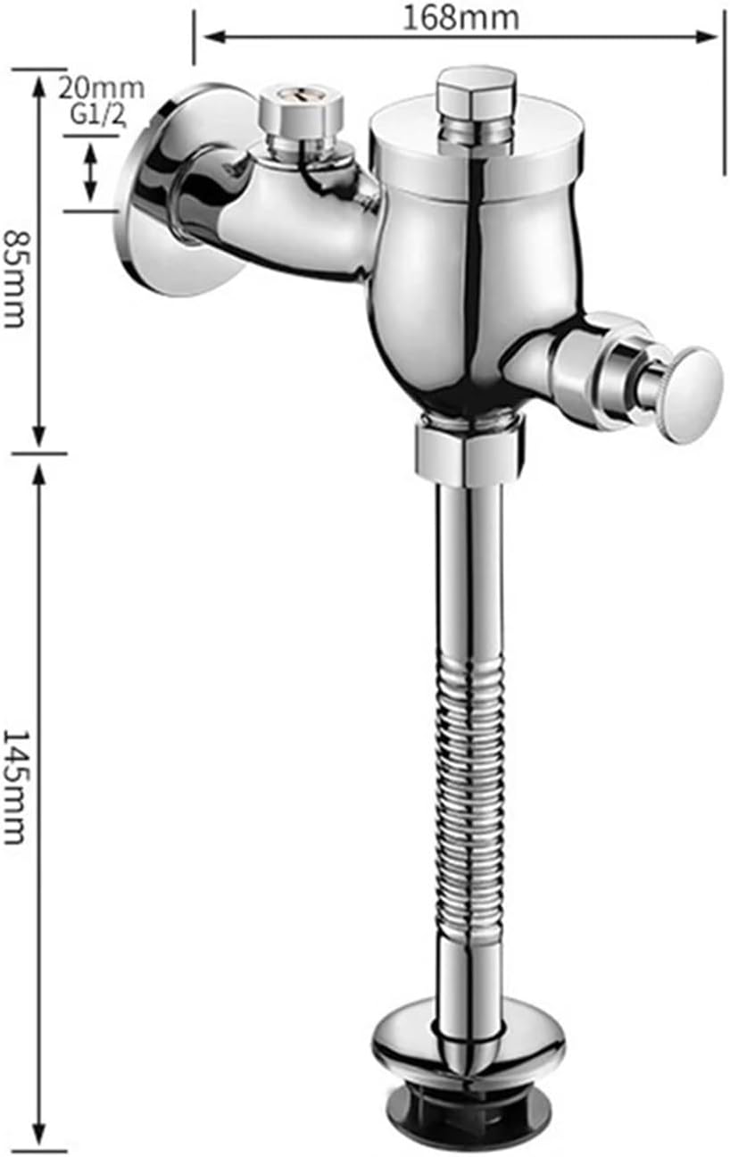 Manual Urinal Flushometer Button Automatic Shutoff Urinal Flush Valve Chrome Finish Easy To Operate High-Traffic Areas