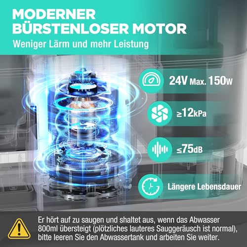 HAUSHOF StainZapper Air, Akku Waschsauger für Auto 12kPa, 24V Kabelloser Fleckenreiniger Teppichreiniger mit Reinigungsmittel 75dB, Polsterreiniger für Teppich, Sofa, Polster