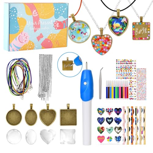 johgee Bastelset Kinder Basteln Kinder Schmuck Selber Machen Set, Geschenke für Mädchen, Basteln Armbänder Anhänger Halsketten für Mädchen Geschenke 5-13 Jahre