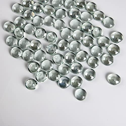 Hisredsun 290 Stück 17-20mm Transparent Glassteine für Vasen Aquarium | 1.35kg Glassteine Deko, Glasnuggets, Flache Marmorperlen, Vasenfüllsteine, Künstliche Kristallsteine for Blu