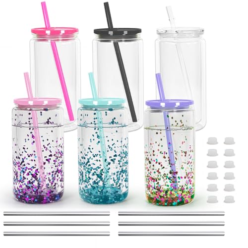 Icesip 16 oz Plastic Snow Globe Tumbler Double Wall Snowglobe