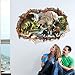 MLM 3D Dinosaurs Simulation Crack Hole Stickers Self-Adhesive Peel and Stick Wall Decal Mural Living Room Bedroom Kids' Room Nursery Decor Playroom Decor