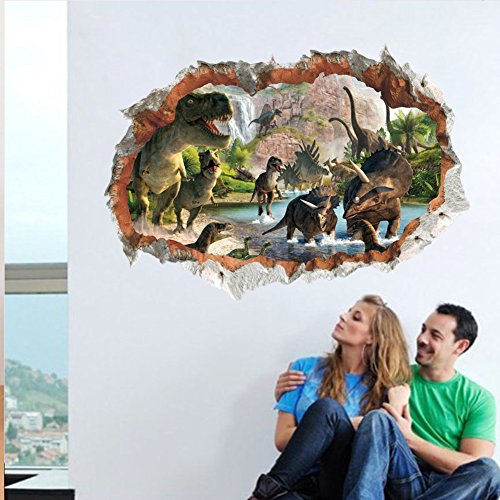 Vinilo decorativo 3D dinosaurios adhesivo rojo miniatura 4