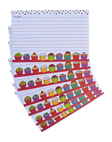 20 lined Recipe Cards by Gina B. Designs - Colorful Cupcakes