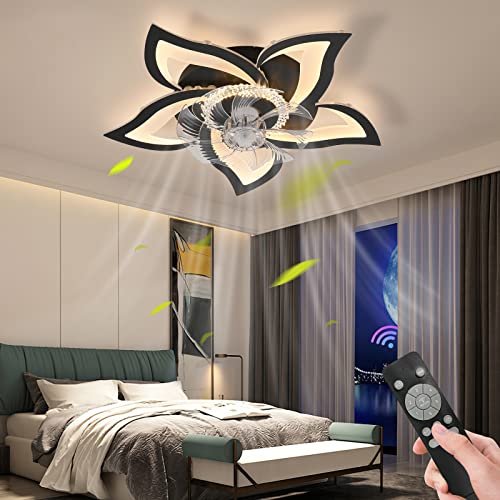 AHAWILL Modern Low Profile Ceiling Fan with Lights,110v Dimmable Flower ...
