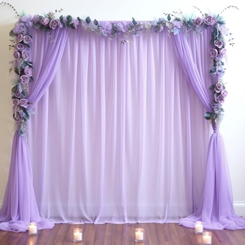 Cortinas, Home Cortina de telón de fondo de tul morado de 20 x 10 pies para fiestas, cortinas de tela traslúcidas para bodas, ceremonias, fiestas de arco