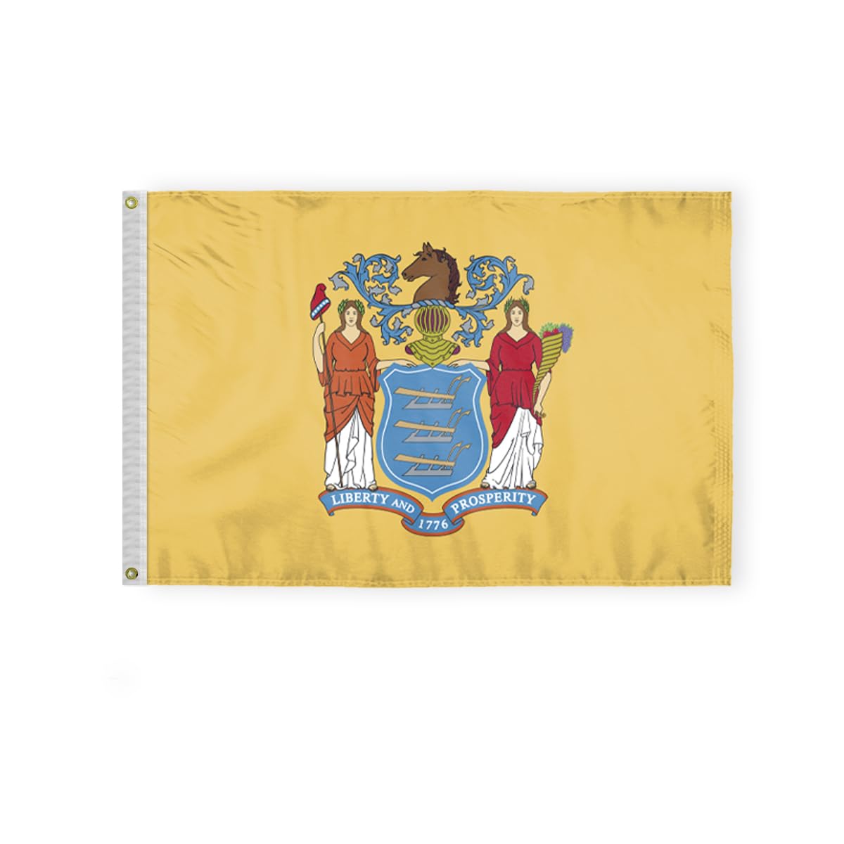 AGAS New Jersey State Flag 2x3 Ft - Double-Sided, 3-Layer Fabric, Heavy-Duty 200 Denier Nylon Flag with Brass Grommets - Premium Quality, Correctly