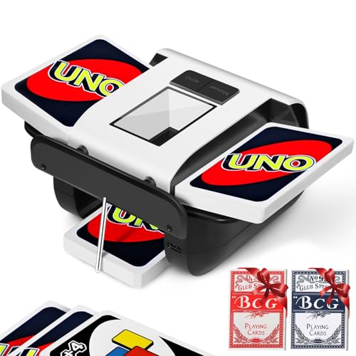 Tocode Automatic Card Shuffler with 2 Pack Playing Cards – Card Shuffling Machine for 1-2 Decks, Rechargeable, Low Noise, Portable Design for Poker, Blackjack, UNO, Spades, Rummy, Casino, Texas etc