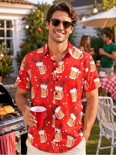 Image of Yoimira Hawaiian Shirts for Men, Print Mens Casual Short Sleeve Button Down Shirts Floral Aloha Beach Shirt