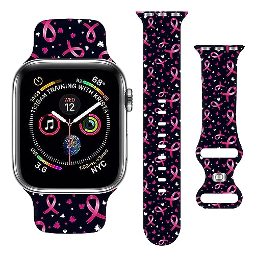 Breast Cancer Awareness Strap Compatible with Apple Watch Band 38mm 40mm 41mm 42mm 44mm 45mm 46mm 49mm Men Women Soft Silicone Sport Wristbands for iWatch Ultra Series 11 10 9 8 7 6 5 4 3 2 1 SE