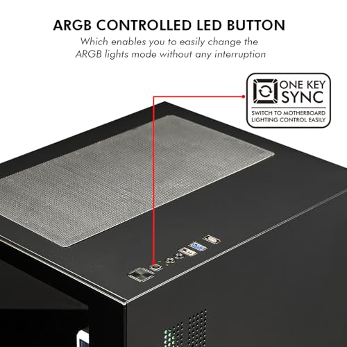 Image of Circle Lucid Micro M3 Mid- Tower Computer Case | Gaming Cabinet - Black| Support M-ATX, ITX | Pre- Installed 2 x 120mm Side and 1 x 120mm Rear ARGB Infinity Mirror Fans