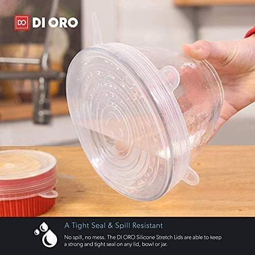 Miniatura 4 de DI ORO - Tapas elásticas de silicona, paquete de 6, fundas reutilizables para almacenamiento de alimentos para cuencos y recipientes de todas las