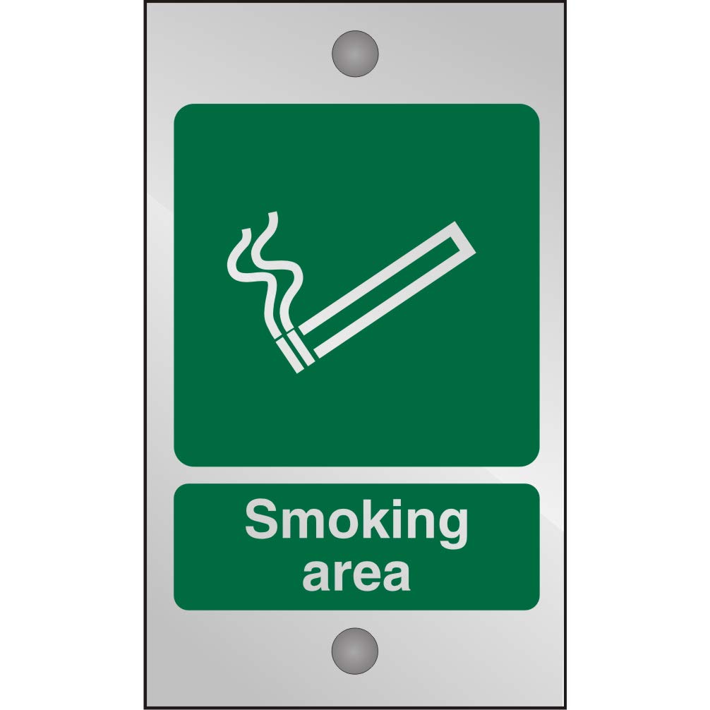 Seco Smoking Area Sign, 120mm x 200mm - 5mm Clear Acrylic with Stand Off Fixings