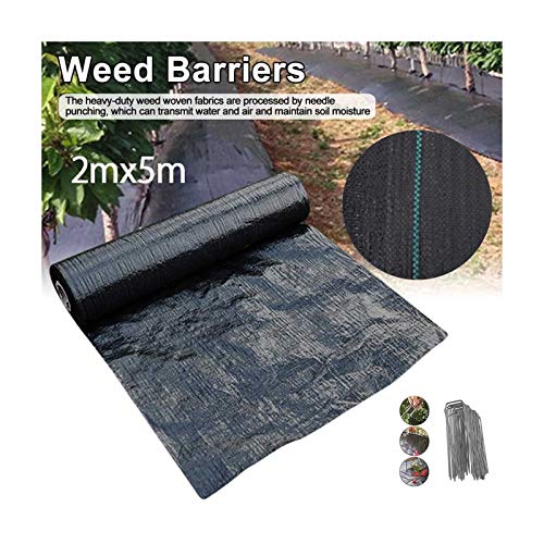 WYNZYFGF WY 2 M De Ancho X 5m Longitud Jardín Hoja Tejida Weed Control De Tela UV Estabilizado Negro Heavy Duty 100gsm Paisaje Cubierta De Tierra