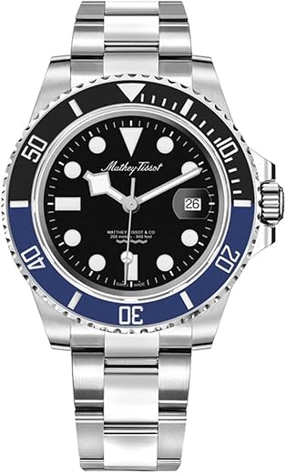 Mathey-Tissot Stainless Steel Swiss Made Analog Black Dial Men Watch – H906Anb, Silver Band