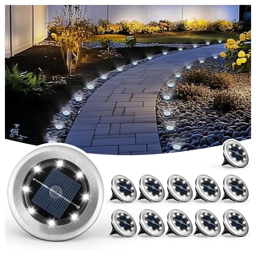 Mini Solar Ground Lights, 12 Pack Solar Powered Pathway Lights, Waterproof Outdoor Light for Garden, Driveway, Walkway, Backyard, Patio (Cool White)