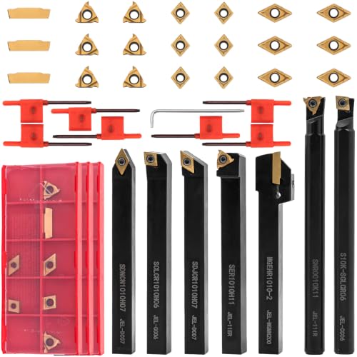 Kit de 28 Piezas Herramientas para Torno con Portaherramientas e Insertos