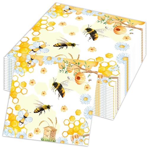 JeVenis 20pcs Bienen Cocktail Servietten Papier Honig Hummeln Dessert Serviette für Babydusche Braut Dusche Hochzeit Party Zubehör