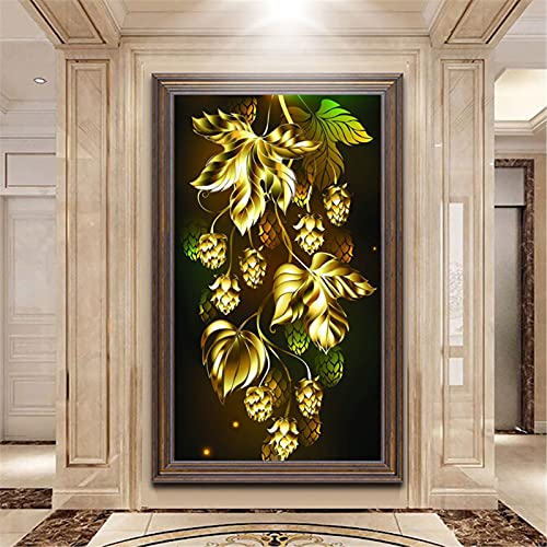 Diamond Painting Salon kits complets grand tableau feuille d'or pour mur chaleureux