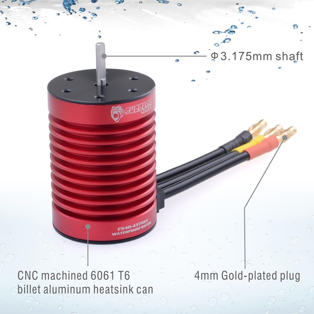 AneegPFV F540 3000KV Motor sin escobillas impermeable y ESC 45A Combo Set de motores RC para coche 1/10 RC Tami-ya Axial Redcat (F540-3000KV+50A)