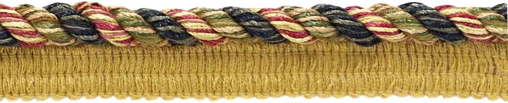 DÉCOPRO 3/8" (1cm) Duke Collection Twisted Rope Cord Trim with Lip (Style# 0038DKL) Mixed Beige Multicolor #F40 (Gold Beige Pure Black Olive Green) 24 Yards (72 ft/21.5m)
