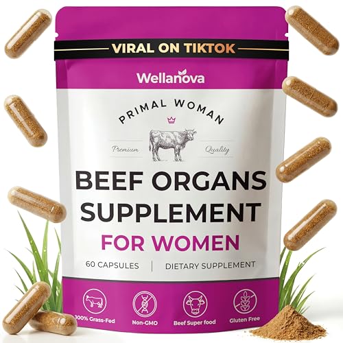 Primal Beef Organ Supplement for Women Grass-Fed Ancestral Superfood Supplement with Uterus & Liver for Hormone Balance & Queen Energy - 60 Capsules