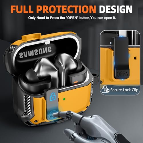 Image of Compatible with Samsung Galaxy Buds3 FE (2025) / Buds3 Pro (2024) / Buds 3 Case (2024) with Phone Stand, Compatible with MagSafe, with Secure Lock Clip Design & Cleaning kit